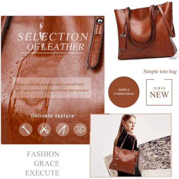 Women Top Handle Satchel Handbags Shoulder Bag , 1-abrown - Picture 5 of 7